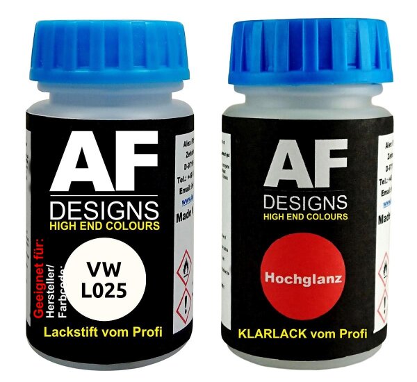 Lackstift für VW / Volkswagen L025 Alpinweiss + Klarlack je 50ml Autolack Set