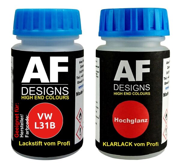 Lackstift für VW / Volkswagen L31B Marsrot + Klarlack je 50ml Autolack Basislack Set