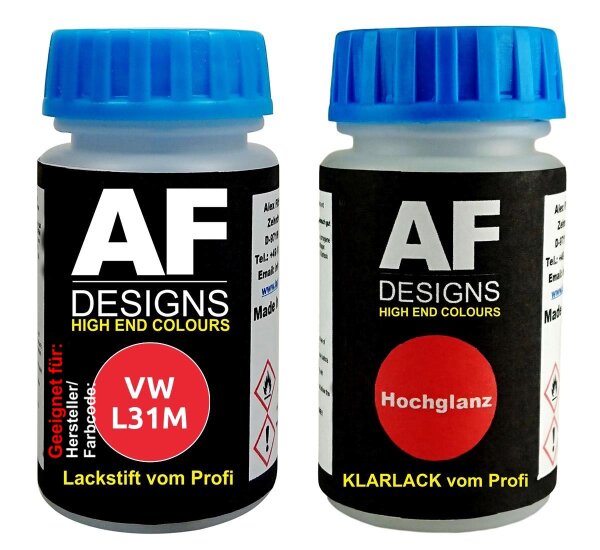 Lackstift für VW / Volkswagen L31M Ibizarot + Klarlack je 50ml Autolack Set