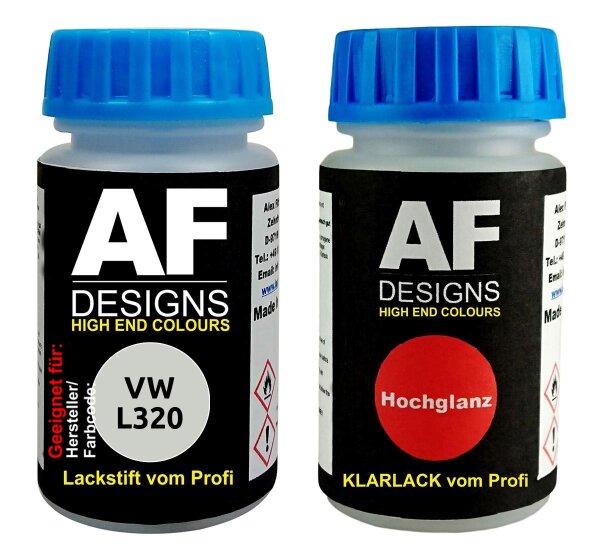 Lackstift für VW / Volkswagen L320 Delphingrau Hell + Klarlack je 50ml Autolack Set