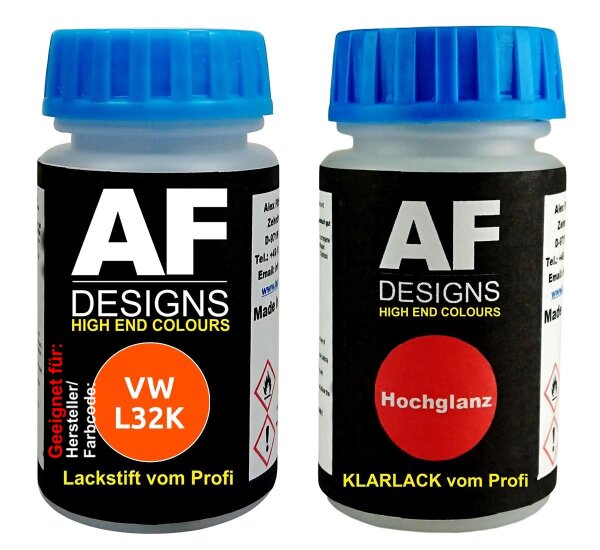 Lackstift für VW / Volkswagen L32K Phoenixrot + Klarlack je 50ml Autolack Set