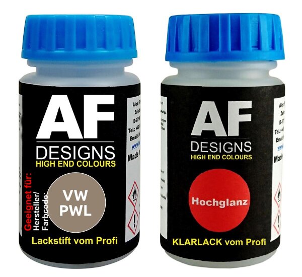Lackstift für VW / Volkswagen PWL LPWL White Gold Metallic + Klarlack 50ml Autolack