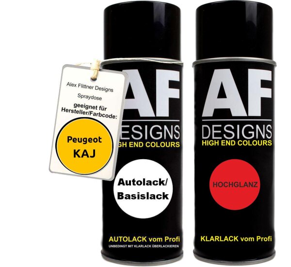 Spraydose für Peugeot KAJ Amarillo Pantone Basislack Klarlack Sprühdose 400ml
