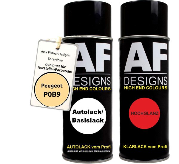 Spraydose für Peugeot P0B9 Jaune Aurore Basislack Klarlack Sprühdose 400ml