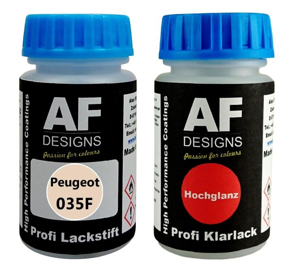 Lackstift für Peugeot 035F Beige Messager + Klarlack je 50ml Autolack Basislack Set