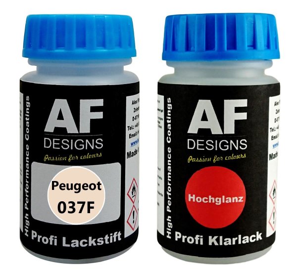 Lackstift für Peugeot 037F Beige Antilope J9 + Klarlack je 50ml Autolack Basislack Set
