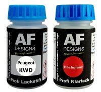 Lackstift für Peugeot KWD Diamond White + Klarlack je 50ml Autolack Basislack Set