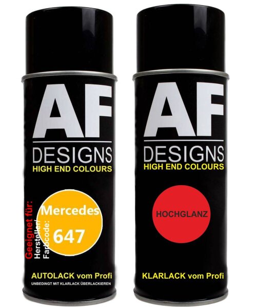 Spraydose für Mercedes / Daimler Benz 647 Maisgelb Basislack Klarlack Sprühdose 400ml