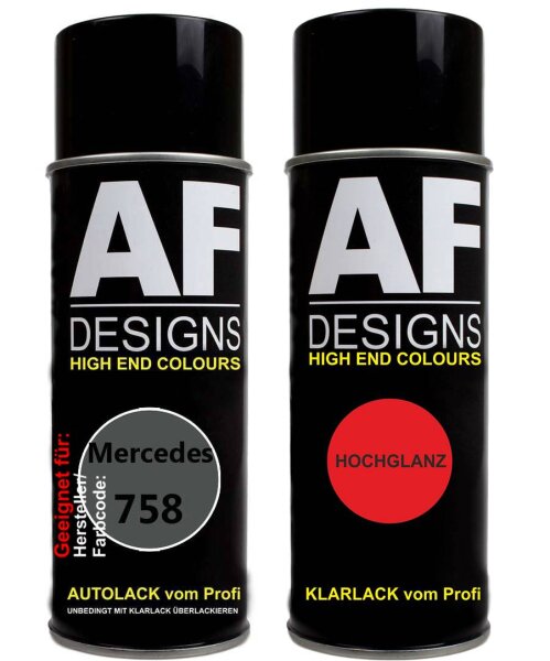 Spraydose für Mercedes / Daimler Benz 758 Tremolitgrau Metallic Basislack Klarlack Sprühdose 400ml