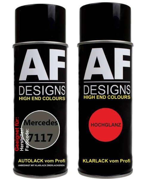 Spraydose für Mercedes / Daimler Benz 7117 Mausgrau Dunkel Basislack Klarlack Sprühdose 400ml