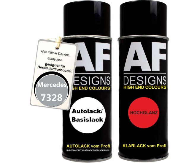 Spraydose für Mercedes / Daimler Benz 7328 Hellgrau Basislack Klarlack Sprühdose 400ml