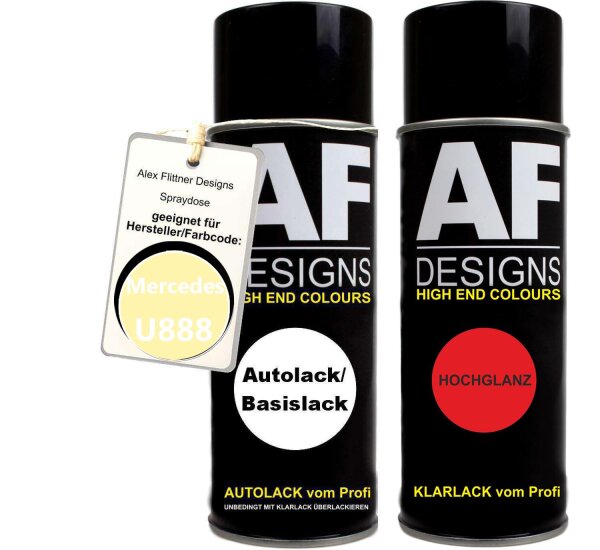 Spraydose für Mercedes / Daimler Benz U888 Lichtgelb Hell Basislack Klarlack Sprühdose 400ml