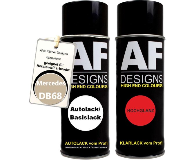 Spraydose für Mercedes / Daimler Benz DB684 Taiga Beige Basislack Klarlack Sprühdose 400ml