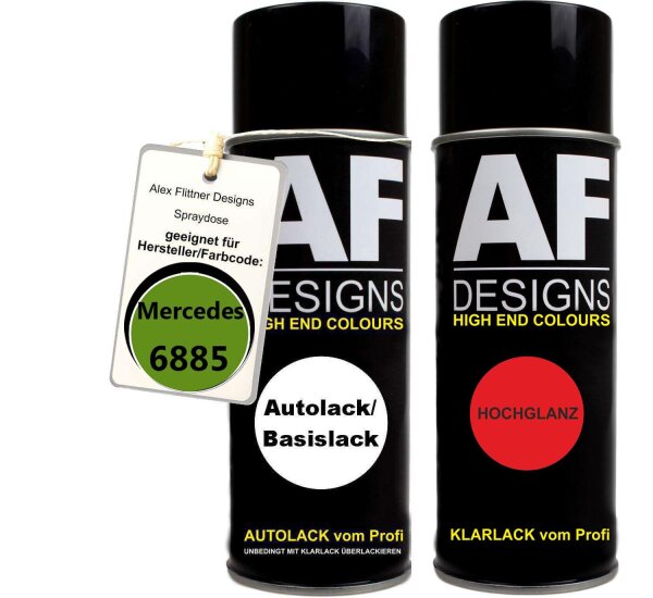 Spraydose für Mercedes / Daimler Benz 6885 Amphibiengrün Basislack Klarlack Sprühdose 400ml