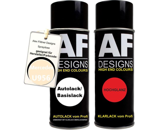 Spraydose für Mercedes / Daimler Benz U956 Hell-Elfenbein Basislack Klarlack Sprühdose 400ml