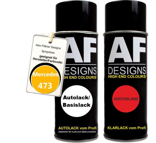 Spraydose für Mercedes / Daimler Benz 473 Melon Yellow Basislack Klarlack Sprühdose 400ml