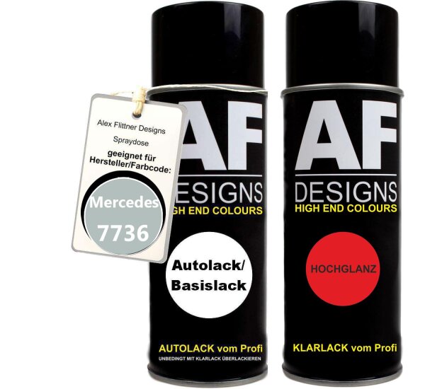 Spraydose für Mercedes / Daimler Benz 7736 Rauchgrau Basislack Klarlack Sprühdose 400ml