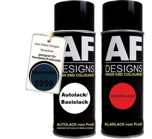 Spraydose für Mercedes / Daimler Benz 5950 Amg Daytona Blau Metallic Basislack Klarlack Sprühdose 400ml