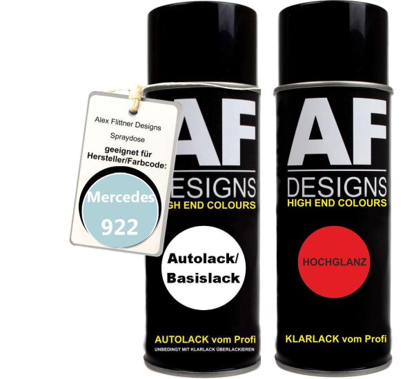Spraydose für Mercedes / Daimler Benz 922 Pastellblau Basislack Klarlack Sprühdose 400ml
