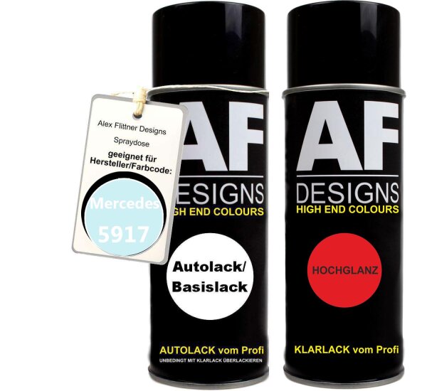 Spraydose für Mercedes / Daimler Benz 5917 Aquablau Basislack Klarlack Sprühdose 400ml