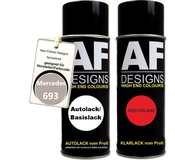 Spraydose für Mercedes / Daimler Benz 693 Travertinbeige Metallic Basislack Klarlack Sprühdose 400ml
