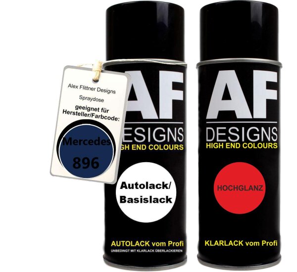 Spraydose für Mercedes / Daimler Benz 896 Brillantblau Metallic Basislack Klarlack Sprühdose 400ml