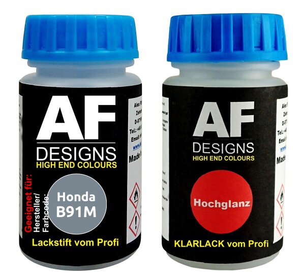 Lackstift für Honda B91M Crystal Silver Metallic + Klarlack je 50ml Autolack Basislack Set