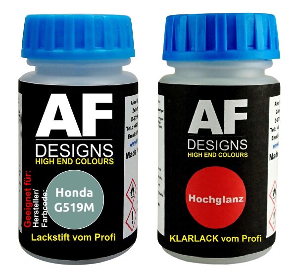 Lackstift für Honda G519M Spearmint Green Metallic + Klarlack je 50ml Autolack Basislack Set
