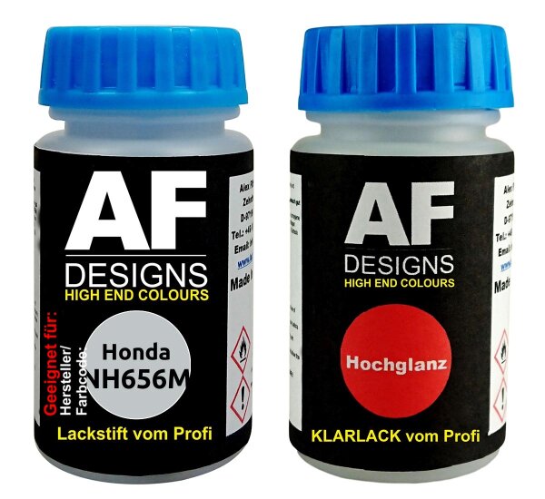 Lackstift für Honda NH656M Clione Silver Metallic + Klarlack je 50ml Autolack Basislack Set