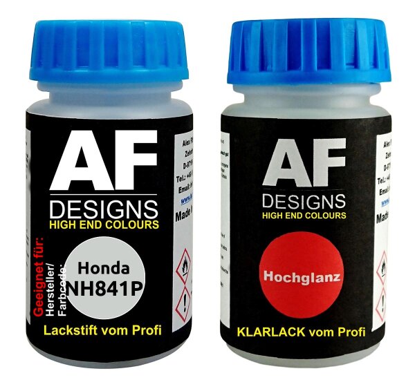 Lackstift für Honda NH841P Premium Star White Perl + Klarlack je 50ml Autolack Basislack Set