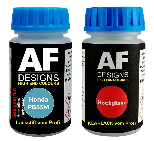 Lackstift für Honda PB55M Highland Blue Metallic + Klarlack je 50ml Autolack Basislack Set