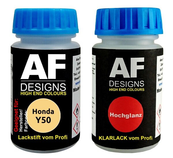 Lackstift für Honda Y50 Yellow + Klarlack je 50ml Autolack Basislack Set