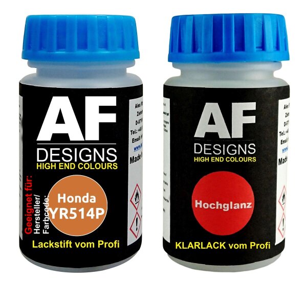 Lackstift für Honda YR514P Imola Orange Perl + Klarlack je 50ml Autolack Basislack Set