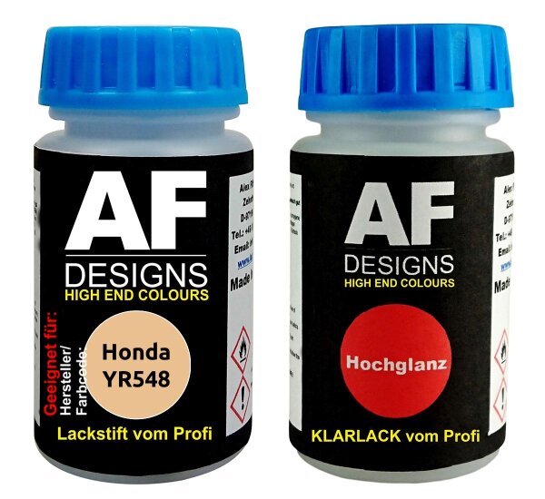 Lackstift für Honda YR548 Caramel Creme + Klarlack je 50ml Autolack Basislack Set