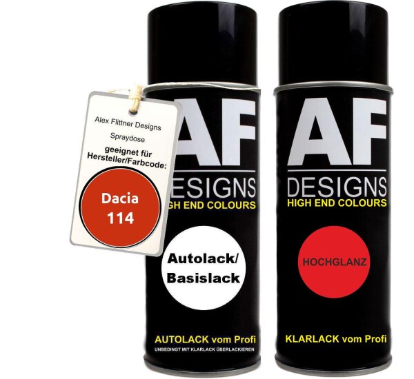 Spraydose für Dacia 114 Rot/Red Basislack Klarlack Sprühdose 400ml