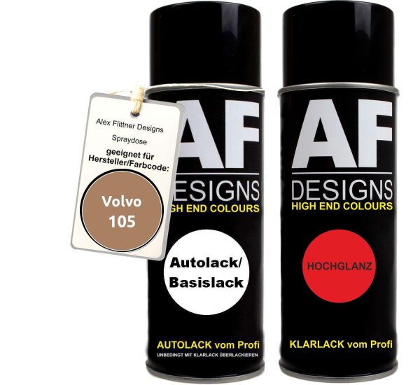 Spraydose für Volvo 105 Gold Metallic Basislack Klarlack Sprühdose 400ml