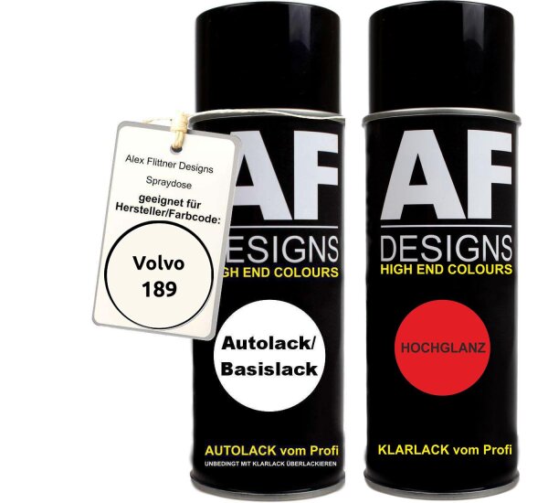 Spraydose für Volvo 189 Polar White Basislack Klarlack Sprühdose 400ml