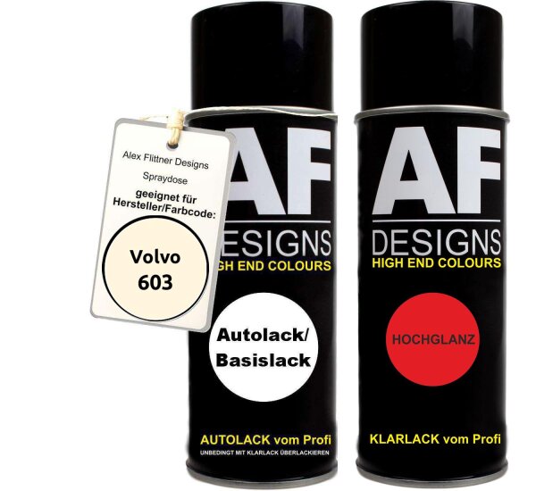 Spraydose für Volvo 603 Creamy White Basislack Klarlack Sprühdose 400ml