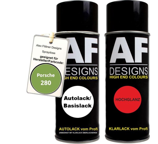 Spraydose für Porsche 280 Vipergrün Metallic Basislack KlarlackSprühdose 400ml