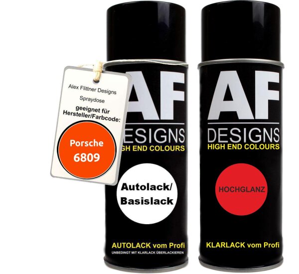 Spraydose für Porsche 6809 Blutorange Basislack Klarlack Sprühdosee 400ml