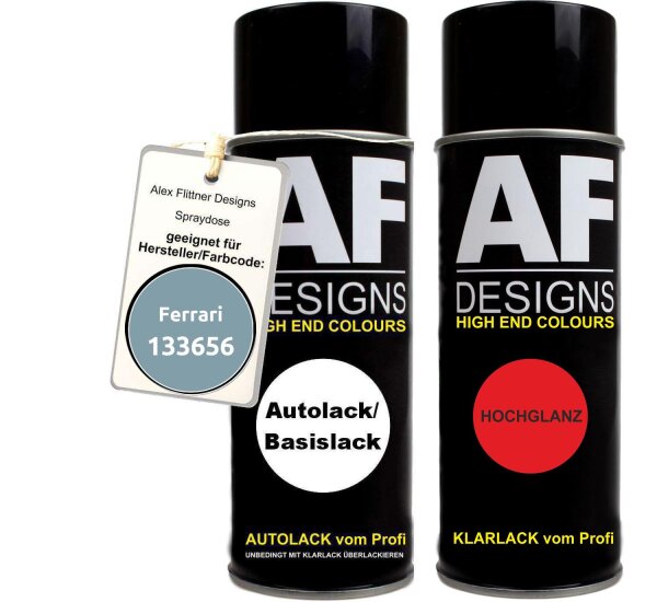 Spraydose für Ferrari 133656 Grigio Alloy Metallic Basislack Klarlack Sprühdose 400ml