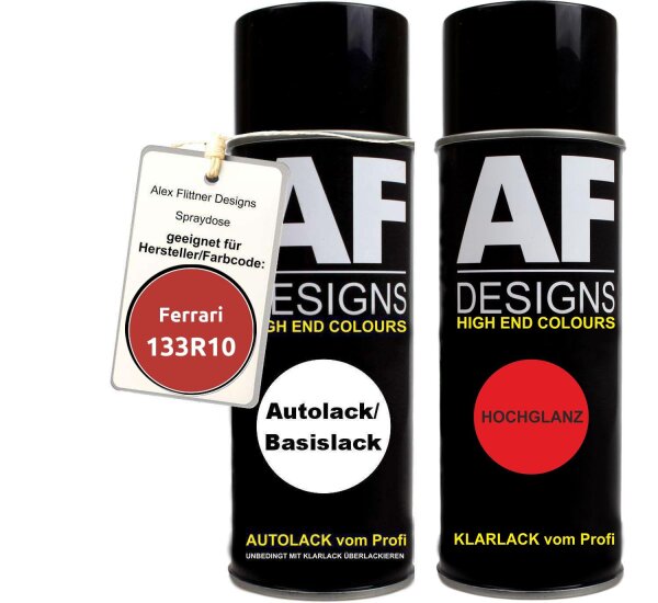 Spraydose für Ferrari 133R10 Rosso Metallic Basislack Klarlack Sprühdose 400ml