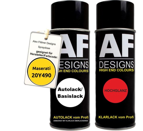 Spraydose für Maserati 20Y490 Giallo Fly Basislack Klarlack Sprühdose 400ml
