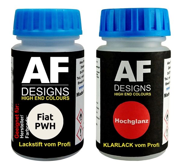 Lackstift für  Fiat PWH Blanc Himalaya Perl + Klarlack je 50ml Autolack Basislack SET