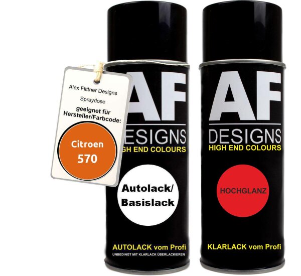 Spraydose für Citroen 570 Orange Nassau Basislack Klarlack Sprühdose 400ml