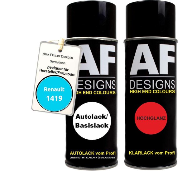 Spraydose für Renault 01419 Bleu Basislack Klarlack Sprühdose 400ml