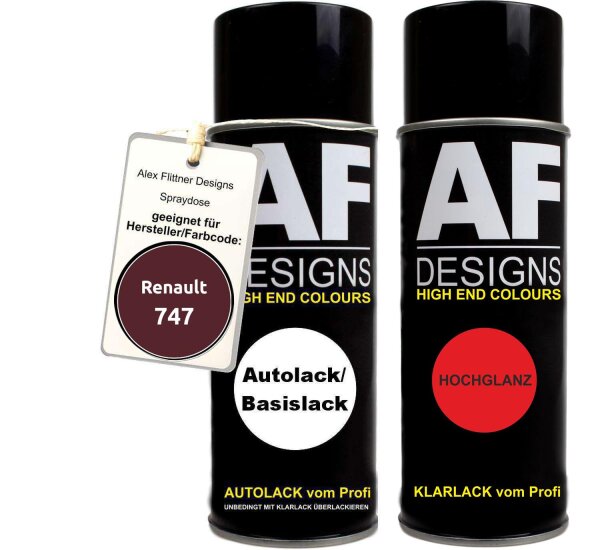 Spraydose für Renault 747 Rouge Armagnac Basislack Klarlack Sprühdose 400ml