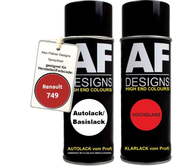 Spraydose für Renault 749 Rouge Basislack Klarlack Sprühdose 400ml