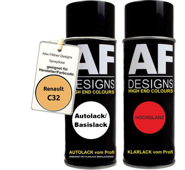 Spraydose für Renault C32 Jaune Basislack Klarlack Sprühdose 400ml