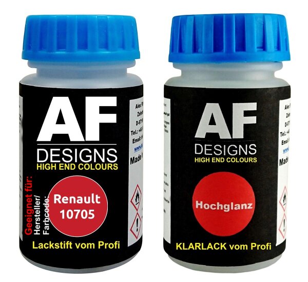 Lackstift für Renault 10705 Rouge + Klarlack je 50ml Autolack Basislack SET